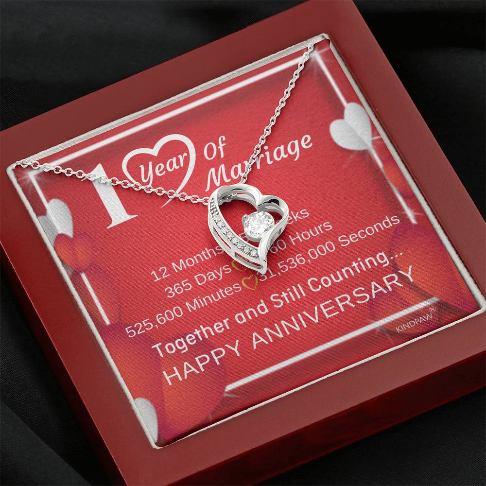 One Year Anniversary Gifts For Wife - 1 Year Wedding Anniversary Gift Love Necklace for Wife