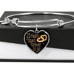 25 Year Wedding Anniversary Gift Bangle For Wife With Custom Engraving Option