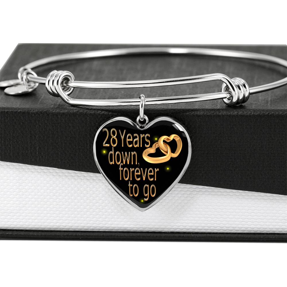 28 Year Wedding Anniversary Gift Bangle For Wife With Custom Engraving Option