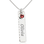 Birthstone personalized name plate pendant necklace