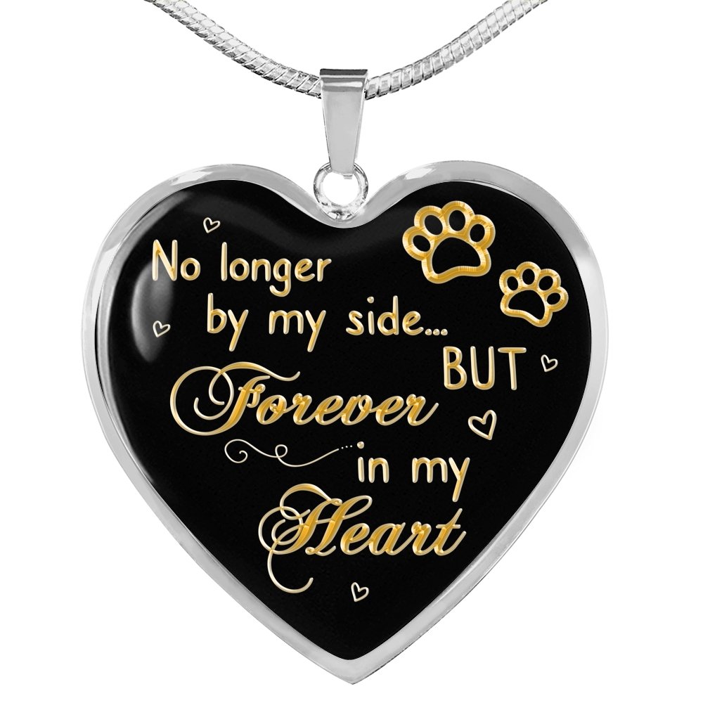 Personalized Dog Memorial Necklace - No Longer By My Side But