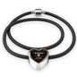 Pit bull lover Personalized Heart charm Real Leather Bracelet - The Path To My Heart is Paved With Pit Bull Paw Prints