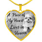 Shih Tzu Dog Memorial A piece of my heart lives in heaven Personalized Name Engraved Remembrance Gift Necklace