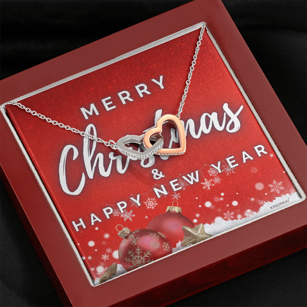 Merry Christmas and Happy New Year - Double Heart Necklace