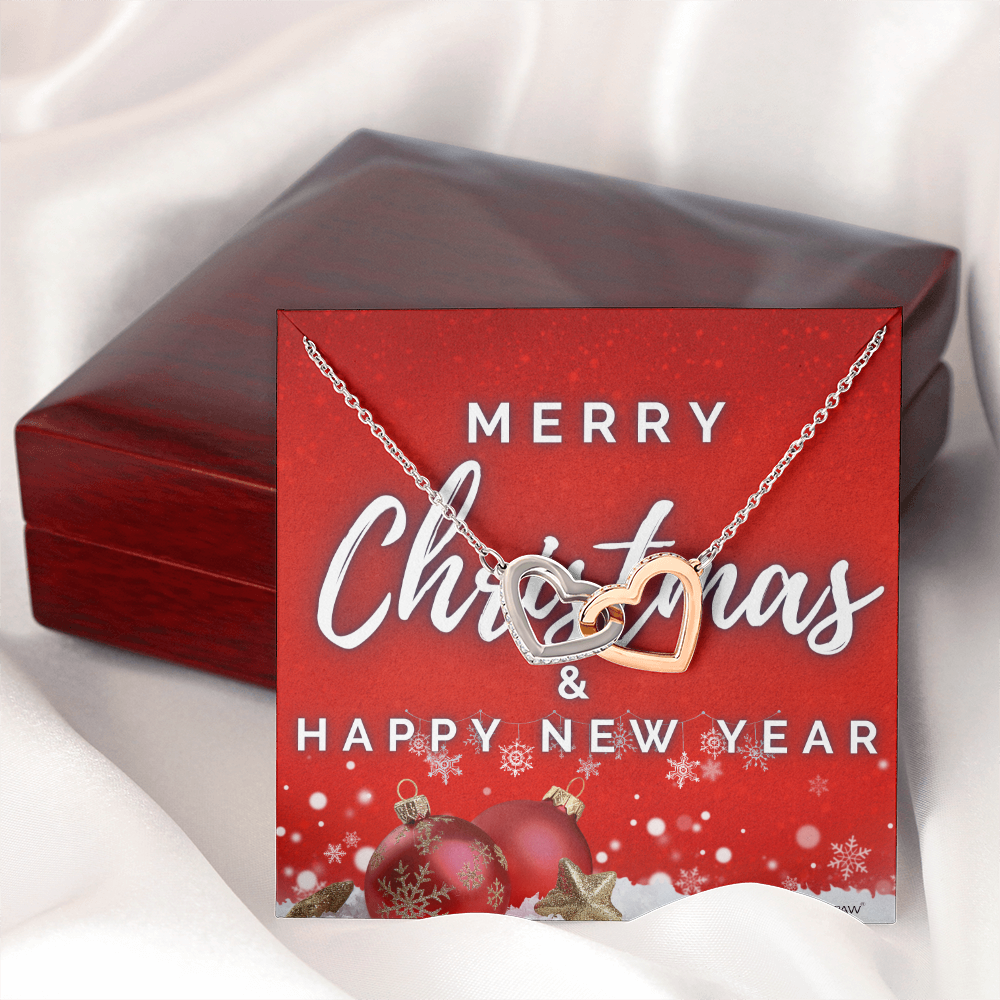 Merry Christmas and Happy New Year - Double Heart Necklace