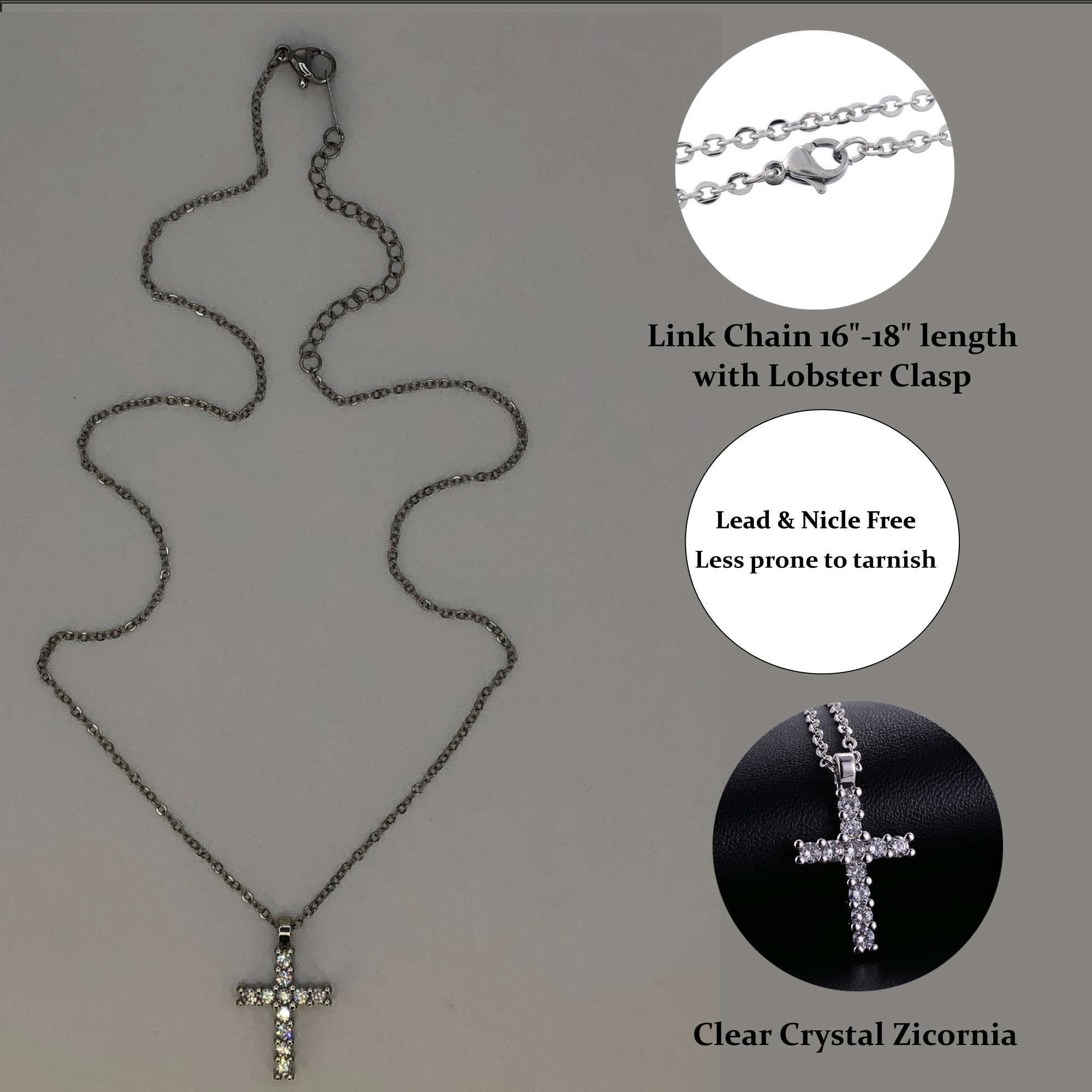 Faith Hope Love Cross Necklace For Girls