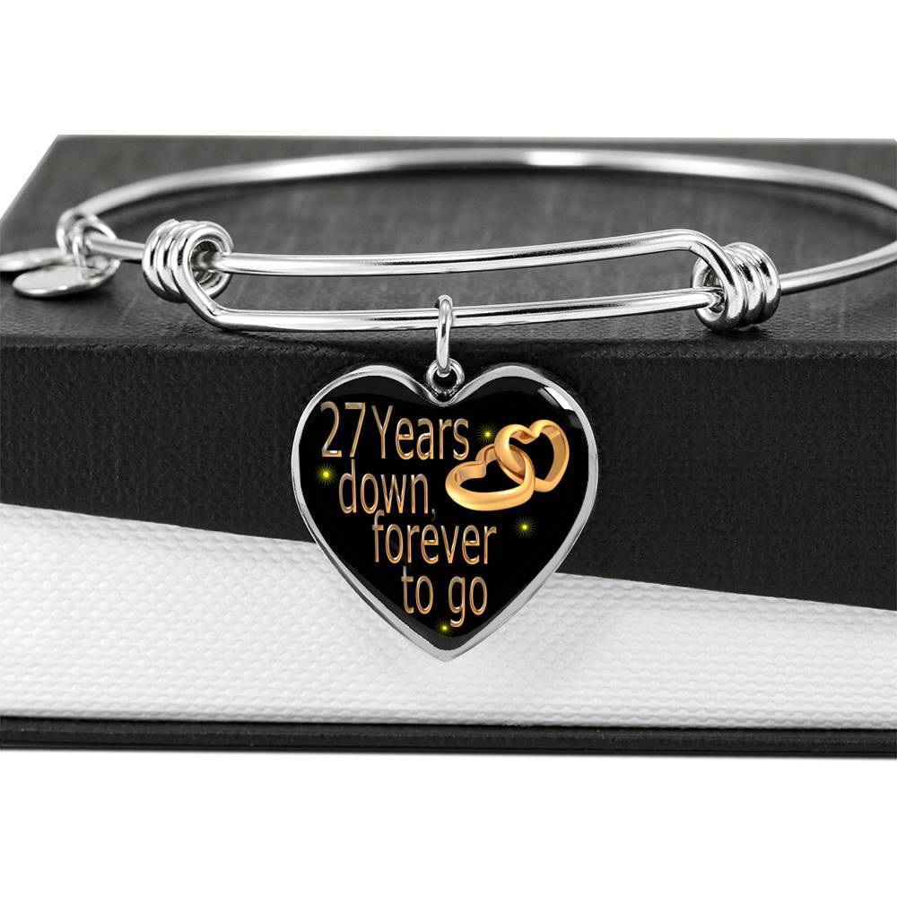 27 Year Wedding Anniversary Gift Bangle For Wife With Custom Engraving Option