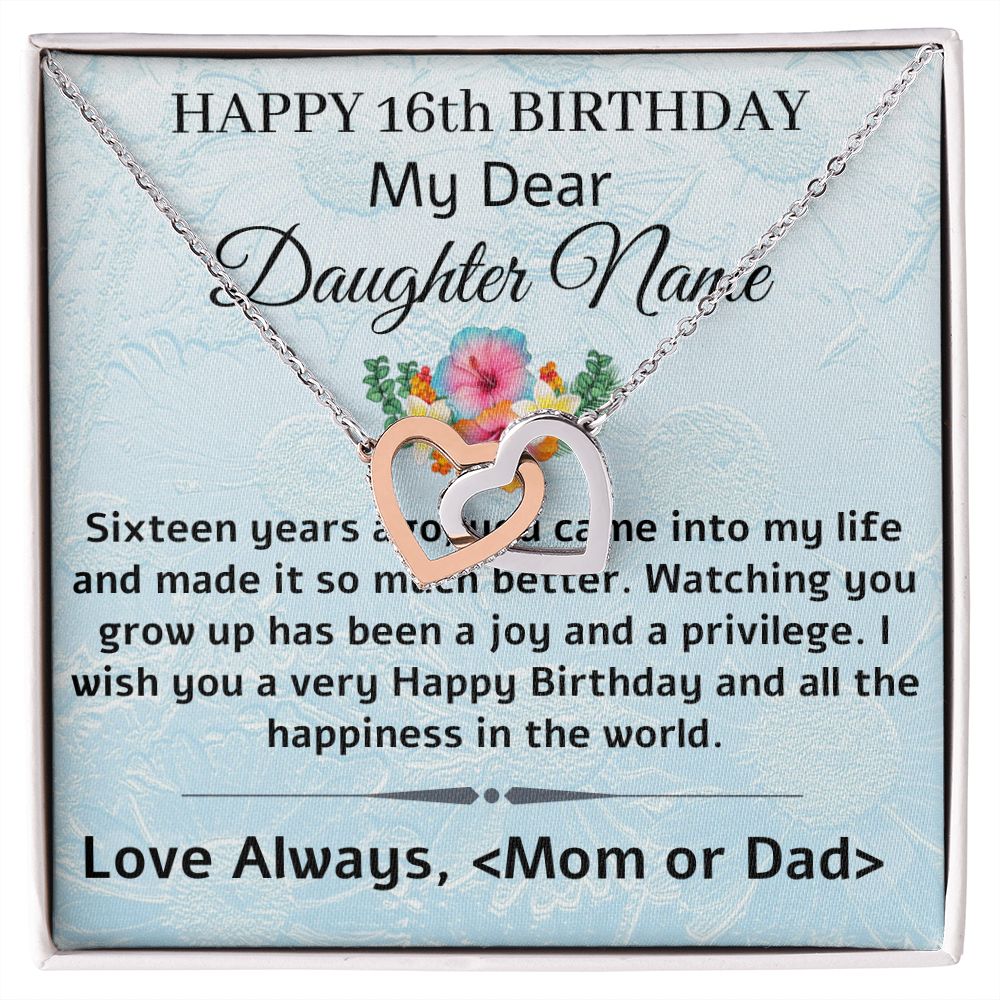 Sweet 16th Birthday Gift for Daughter - Interlocking Necklace