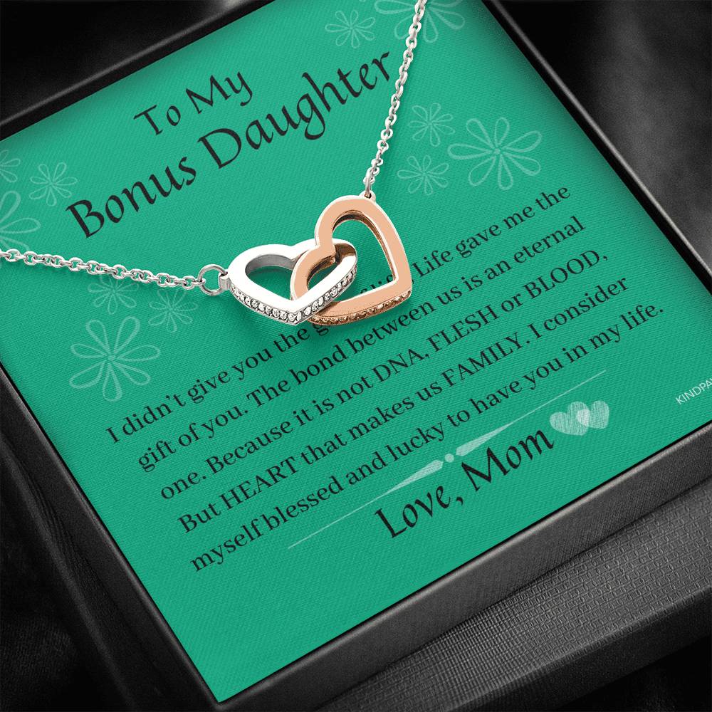 Step daughter presents from stepmom - Interlocked Heart Necklace for Bonus Daughter