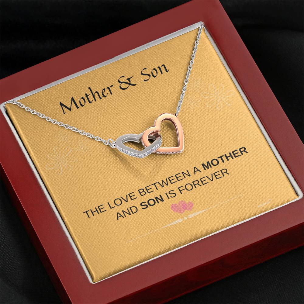 Silver Heart Mother Son Necklace Mother's Day Gift Pendant