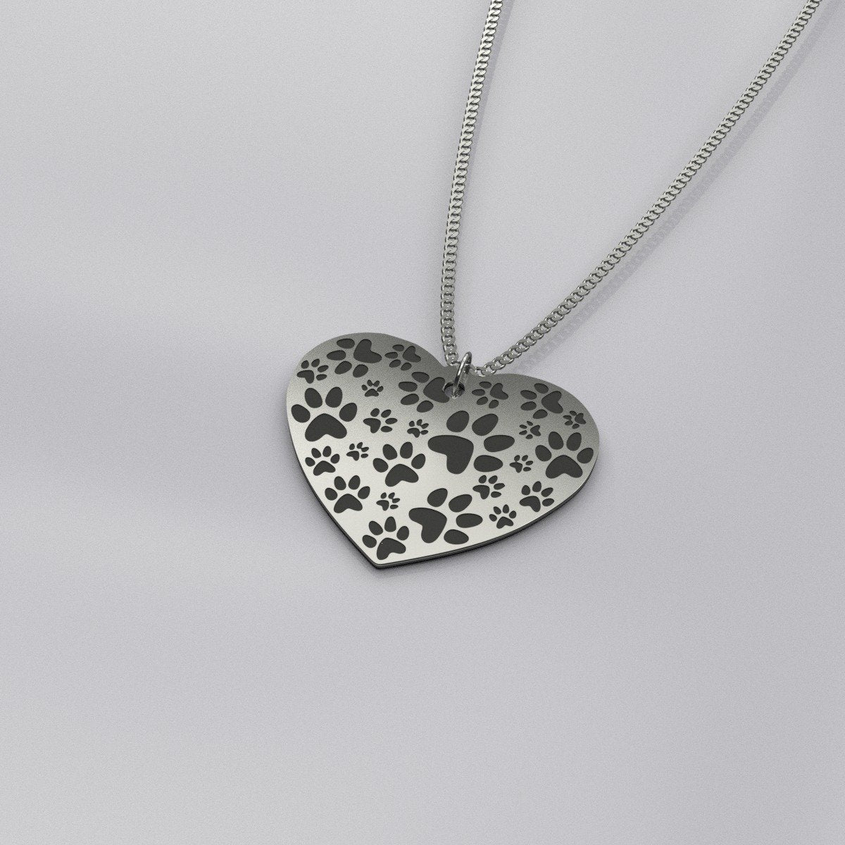 Heart Shaped Paw Print Necklace