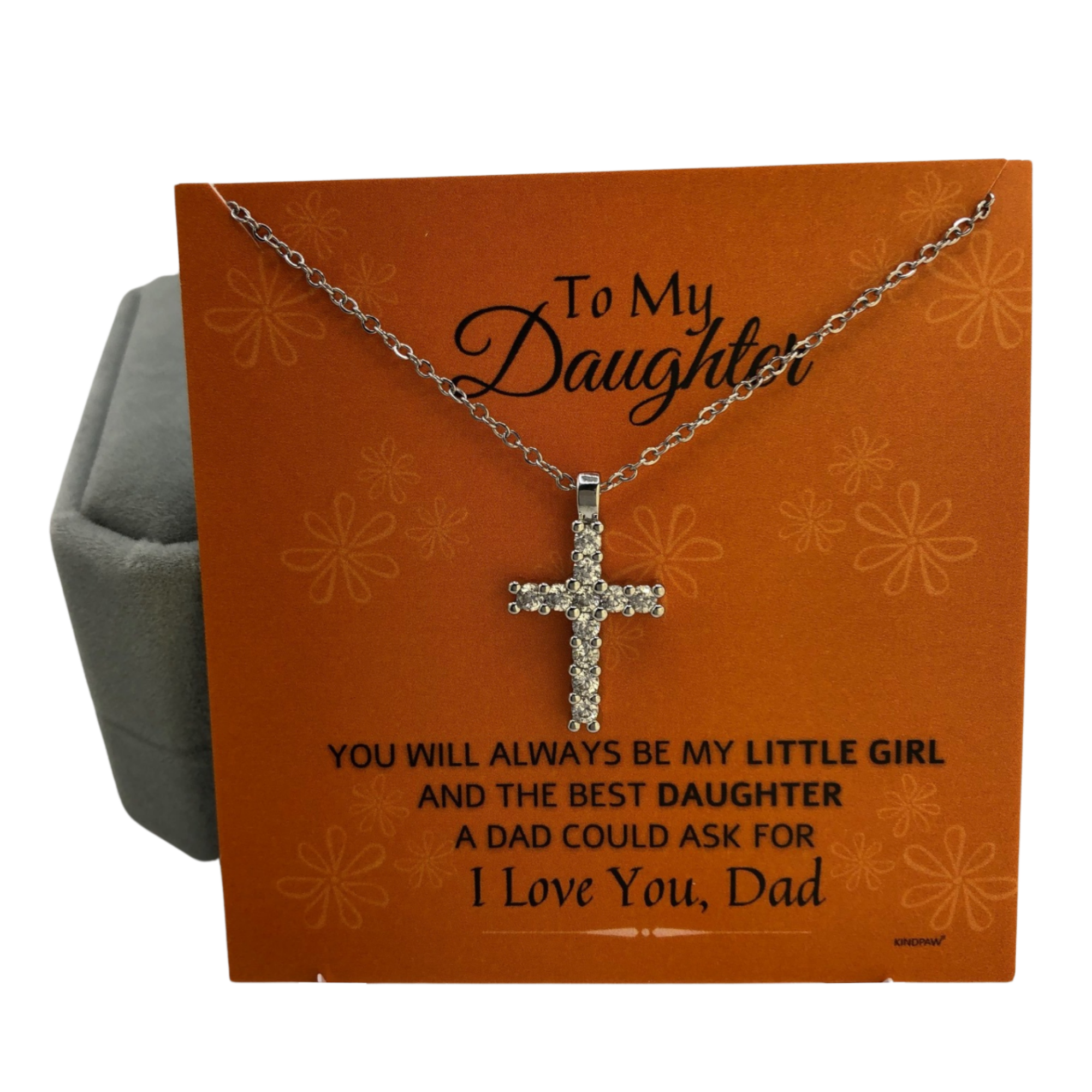 Little Girls Cross Necklace - Cute Cross Pendant Necklace For Daughter From Dad