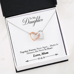 Mother daughter Necklace - Two Hearts Interlocked Together Forever Never Apart Gift Necklace for Daughter