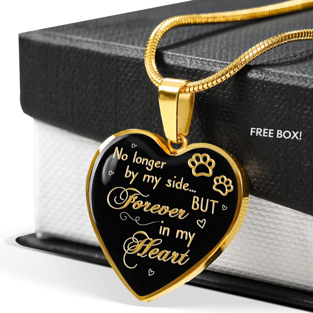 Personalized Dog Memorial Necklace - No Longer By My Side But Forever In My Heart Dog lover Necklace