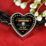 Pit bull lover Personalized Heart charm Real Leather Bracelet - The Path To My Heart is Paved With Pit Bull Paw Prints